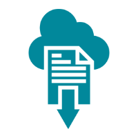 icon of downloadable files with arrow and cloud